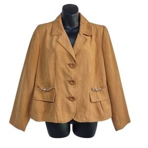Studio Works Women's Brown Faux Suede Blazer Jacket Size 8